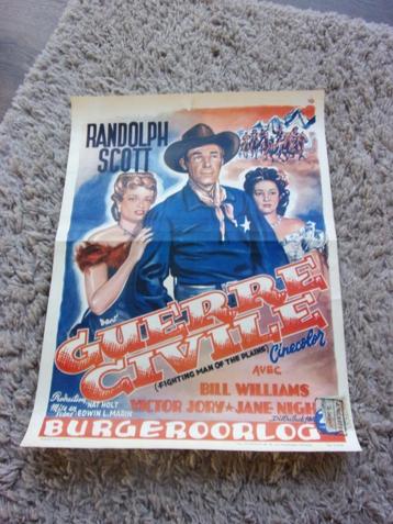 1949 FILMPOSTER AFFICE GUERRE GIVILE/RANDOLPH SCOTT+zegel beschikbaar voor biedingen