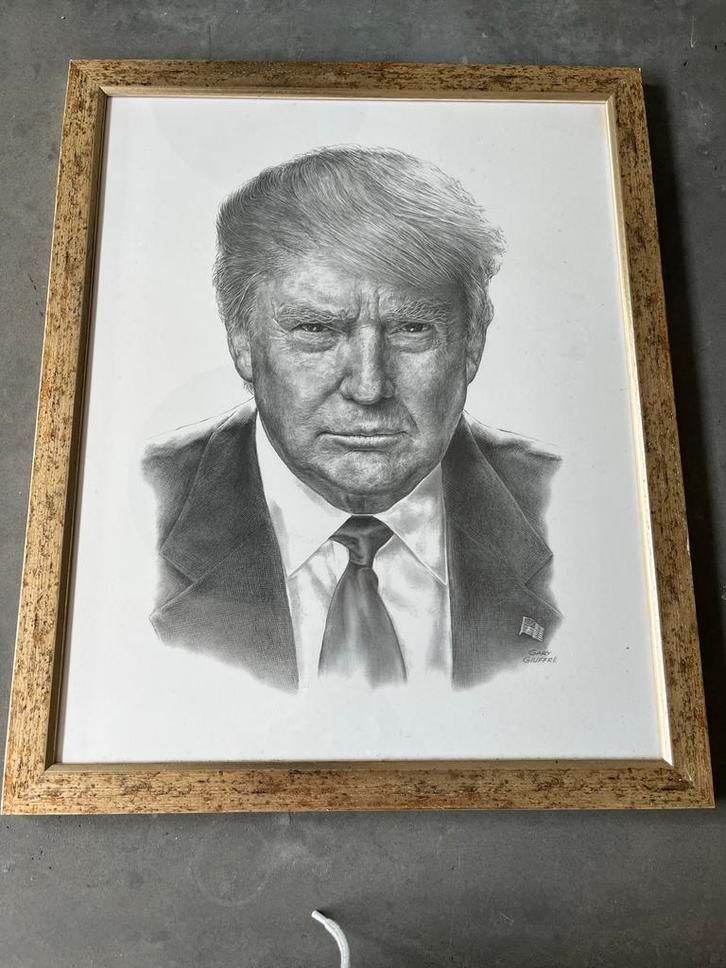 Donald Trump Potloodtekening door Gary Giuffre, Ingelijst Ar, Antiek en Kunst, Kunst | Tekeningen en Foto's, Ophalen of Verzenden