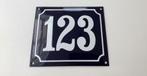 VINTAGE ZWARE GEËMAILLEERDE HUISNUMMER  "123"  " 70", Antiek en Kunst, Antiek | Emaille, Ophalen of Verzenden