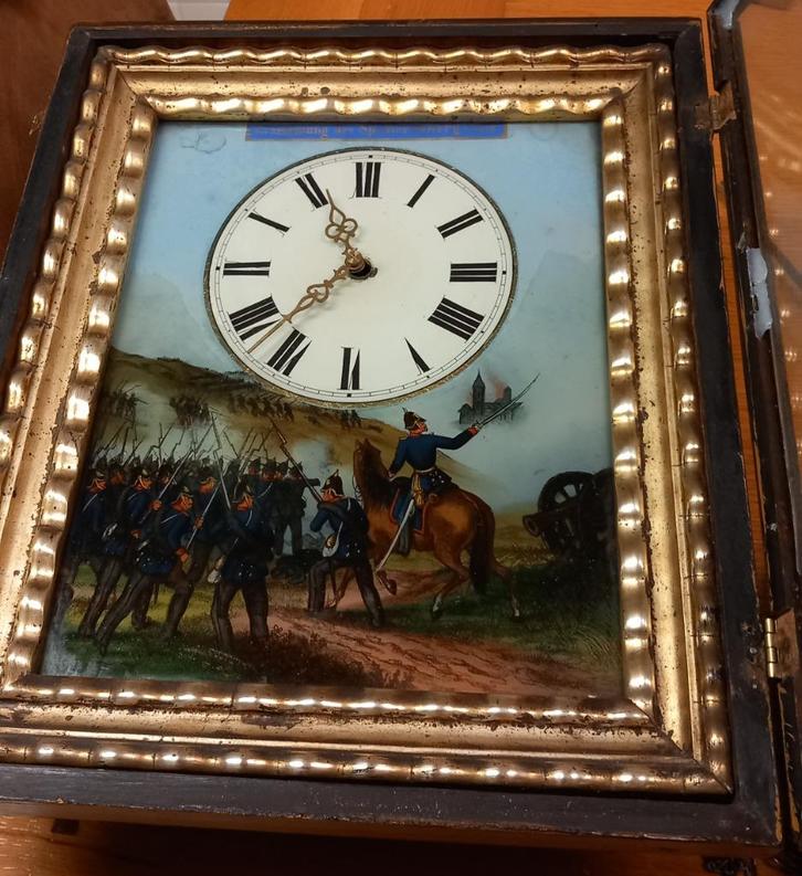 Schilderijklok - militair- wijzerblad romeins - ca. 1900, Antiek en Kunst, Antiek | Klokken, Verzenden