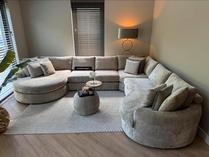 Luxe Teddy Velvet U-bank Cocona 170x380x300cm NIEUW - Uniek, Huis en Inrichting, Banken | Bankstellen, Nieuw, Hoekbank, Vierpersoons of meer