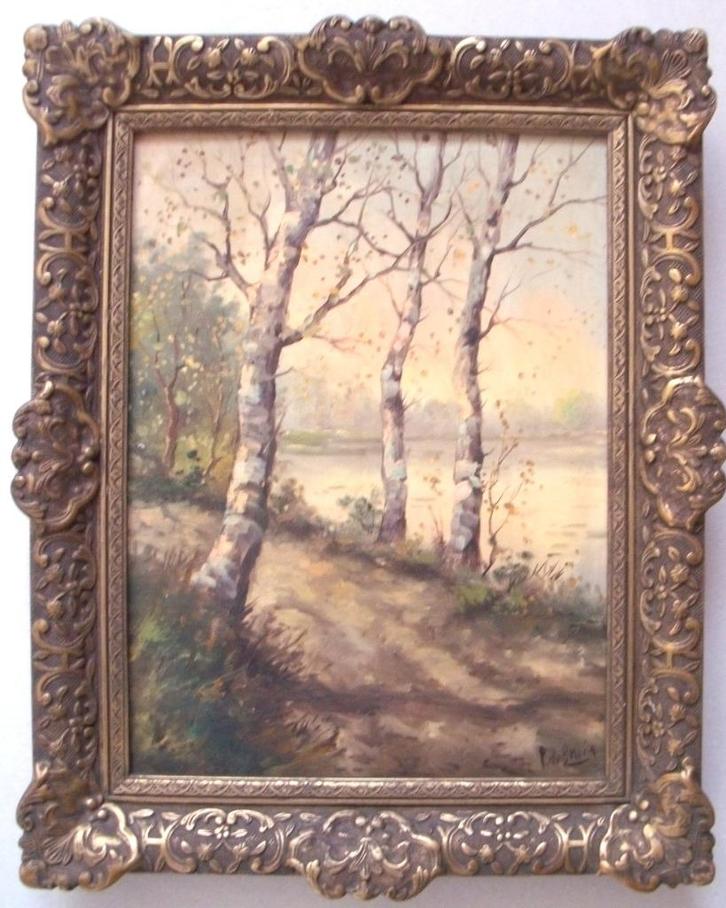 P. de Bruin - (?)  - Drie Berken - olieverf op doek, Antiek en Kunst, Kunst | Schilderijen | Klassiek, Ophalen of Verzenden