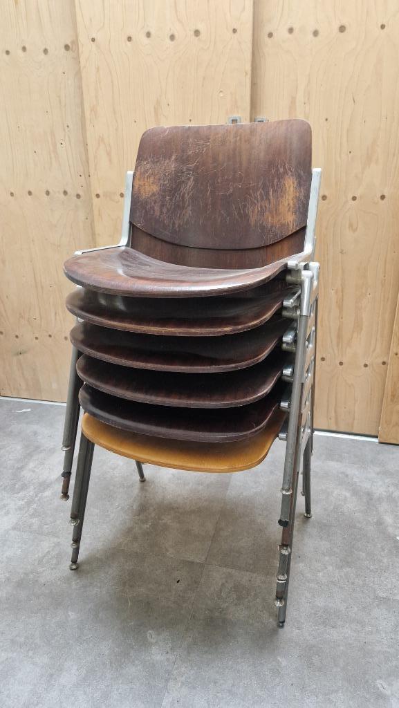 Castelli DSC06 stoelen (6 stuks), Huis en Inrichting, Stoelen, Gebruikt, Vijf, Zes of meer stoelen, Hout, Metaal, Bruin, Ophalen