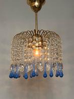 Vintage opaline blauwe kroonluchter hanglamp kristal peges, Ophalen of Verzenden, Vintage, Vintage, Vintage