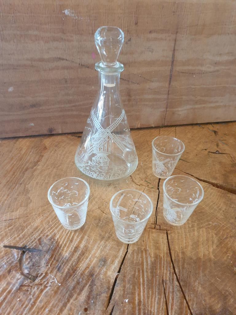 Vintage Likeurset met Molenmotief, Ophalen of Verzenden