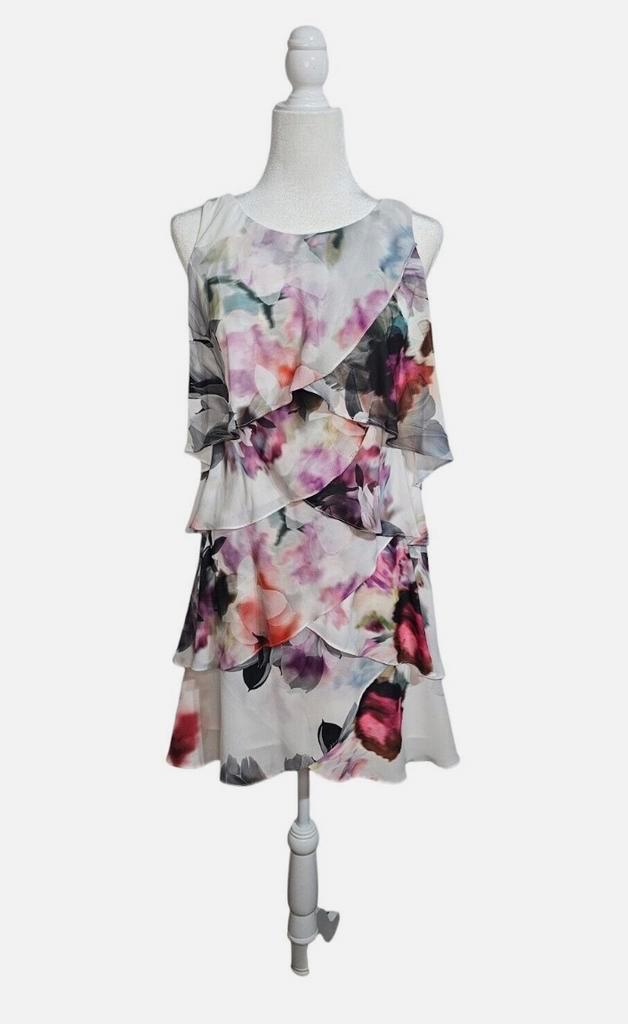 Ribkoff mooie chiffon laagjes jurk bloemenprint maat 38, Kleding | Dames, Jurken, Nieuw, Maat 38/40 (M), Overige kleuren, Onder de knie