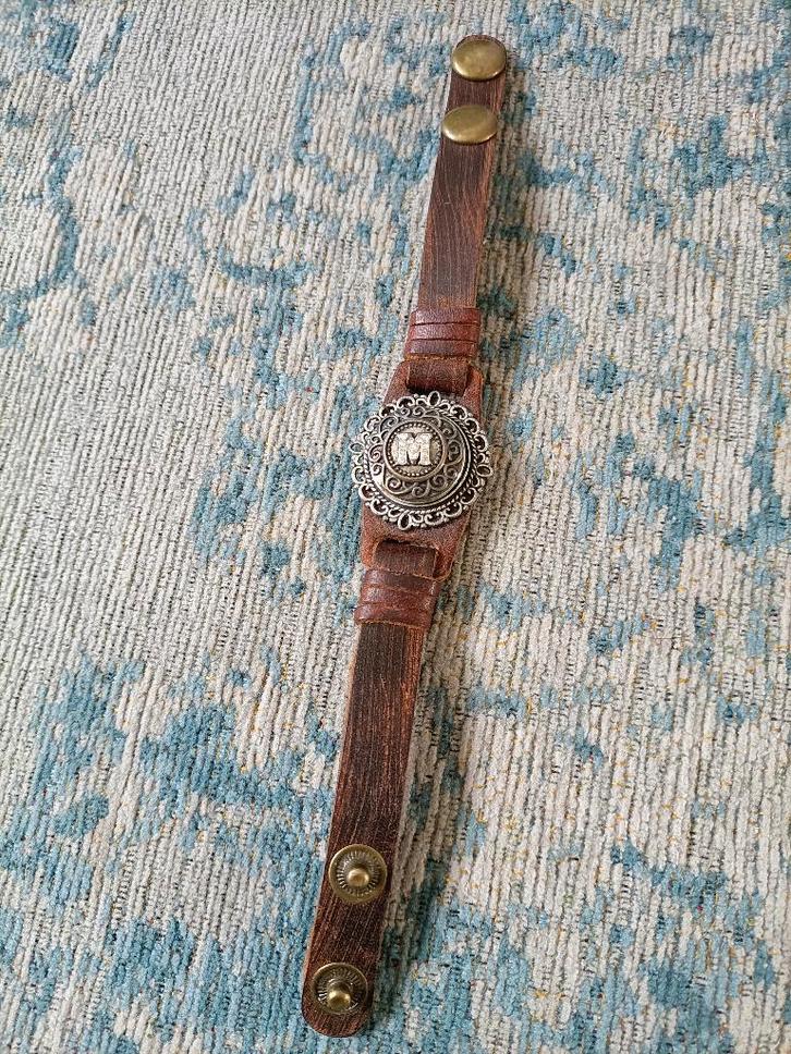 leren armband met drukker (bruin), Sieraden, Tassen en Uiterlijk, Armbanden, Nieuw, Leer, Bruin, Ophalen of Verzenden