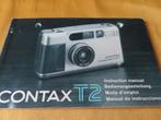 Contax T2 camera gebruiksaanwijzing, Audio, Tv en Foto, Fotocamera's Analoog, Spiegelreflex, Ophalen of Verzenden, Zo goed als nieuw