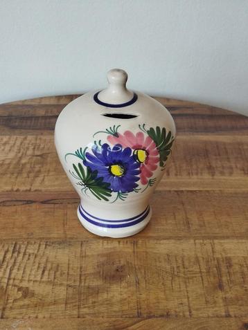 Spaanse traditionele spaarpot in floraal decor jaren ’40-’50 beschikbaar voor biedingen