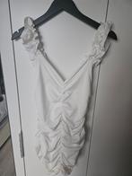 Witte jurk met ruches - Maat M, Maat 38/40 (M), Wit, Ophalen of Verzenden, Boven de knie