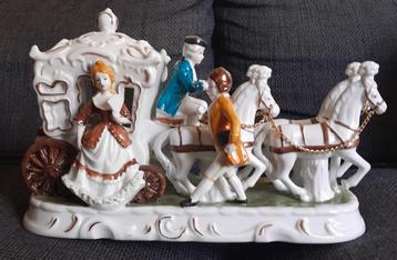 Antiek beeld paard en wagen  beschikbaar voor biedingen