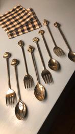 Vintage gebaksvorkjes en koffielepeltjes schelpen margriet, Ophalen of Verzenden