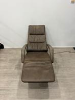 Hartog Sta-op Relaxfauteuil M Taupe Leer 3 motoren Stervoet, Verzenden, Zo goed als nieuw, Leer, Minder dan 50 cm