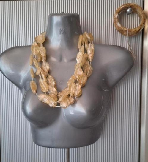 Manouk - ketting met strengen silverfoil kralen + armband, Sieraden, Tassen en Uiterlijk, Kettingen, Nieuw, Steen of Mineraal