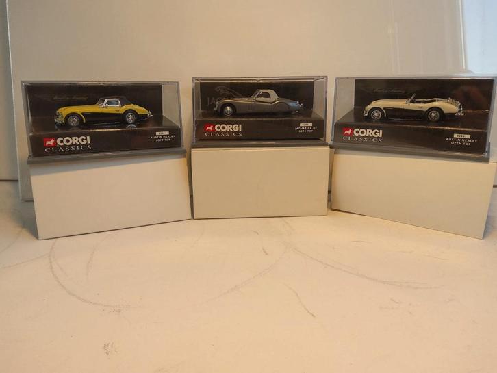 Corgi Classics 2x Austin Healey & Jaguar Soft Top 1:43, Hobby en Vrije tijd, Modelauto's | 1:18, Nieuw, Auto, Overige merken, Ophalen of Verzenden