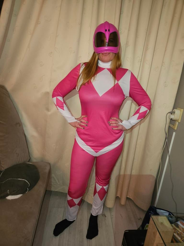 Roze Power Ranger Carnavalspak - Maat L, Carnaval, Maat 42/44 (L), Ophalen of Verzenden, Kleding