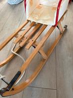 Houten slee met rugleuning, Kinderen en Baby's, Speelgoed | Buiten | Sleeën, Ophalen, Rugleuning, Gebruikt, Hout