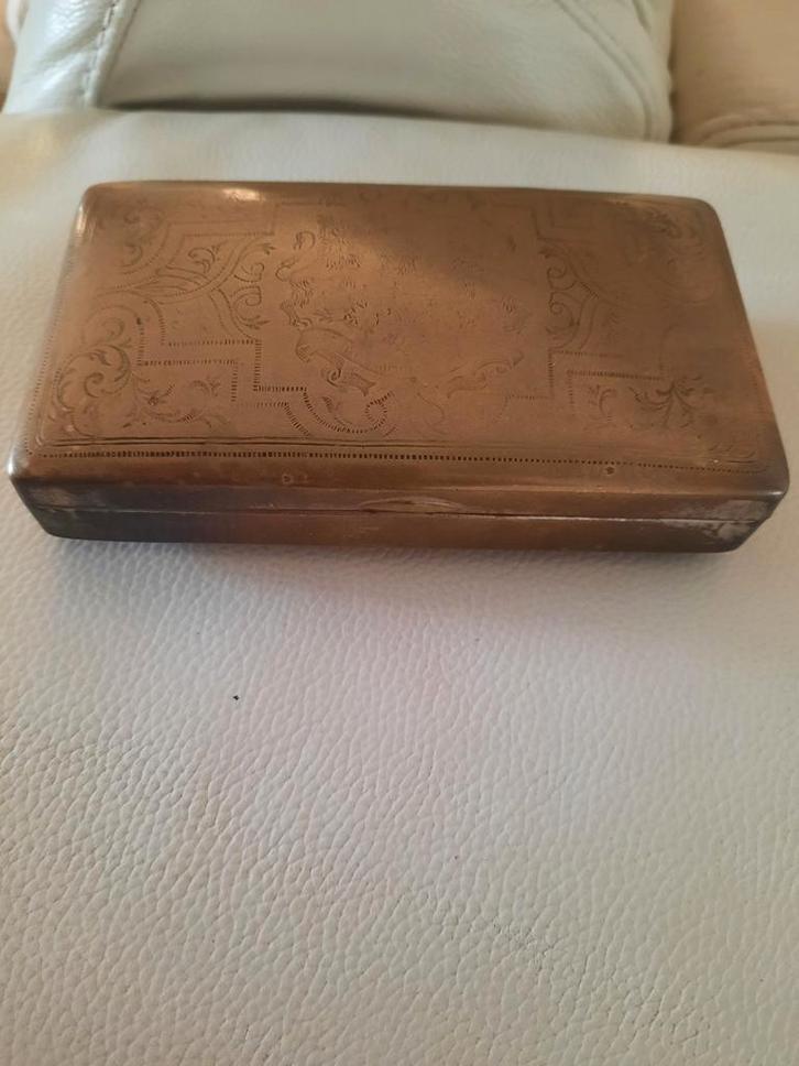 Antieke Koperen Doos met Gravures, Antiek en Kunst, Antiek | Koper en Brons, Koper, Ophalen of Verzenden
