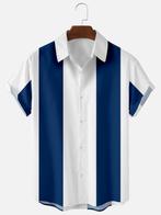 Blauw wit gestreept heren overhemd / bowling rockabilly, Kleding | Heren, Overhemden, Verzenden, Nieuw