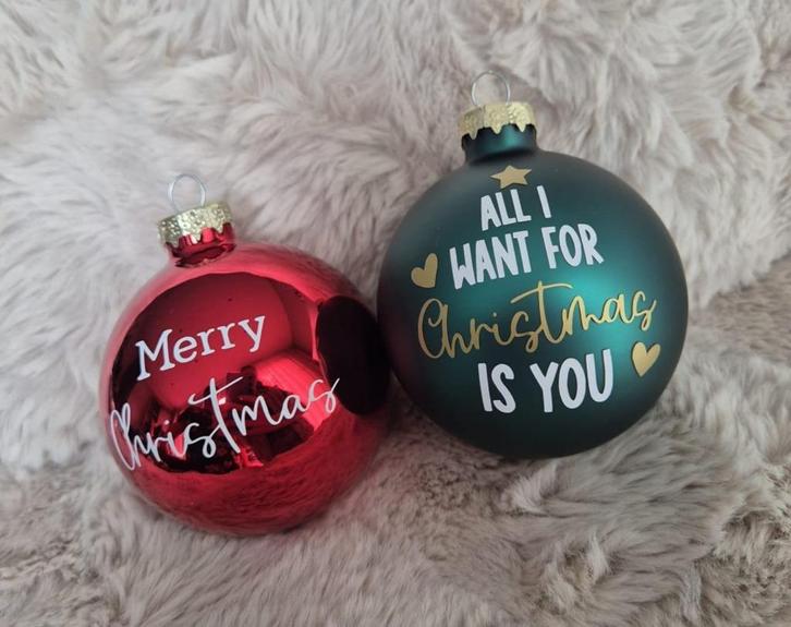 Kerstballen met tekst/naam 3+1 GRATIS, Diversen, Kerst, Nieuw, Ophalen of Verzenden