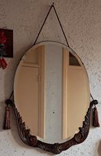 Antieke ovale spiegel met geslepen glas, Ophalen of Verzenden, Ovaal, 50 tot 100 cm, Minder dan 100 cm