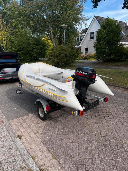 Quicksilver Rib, Mercury 6PK 2T, Boottrailer, Watersport en Boten, Rubberboten, Gebruikt, Quicksilver, Hout, Minder dan 70 pk