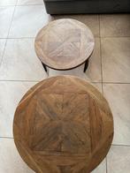 Teakhouten salontafeltjes, Ophalen, Stoer. Landelijk sober, Rond, 55 tot 75 cm
