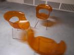 3 vrolijke oranje plexiglas kuipstoelen ttl  eur 100.00, Ophalen, Gebruikt, Kunststof