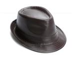 Bruine kunst leren hoed bruin leer heren dames fedora panama, Verzenden, Nieuw, Hoed