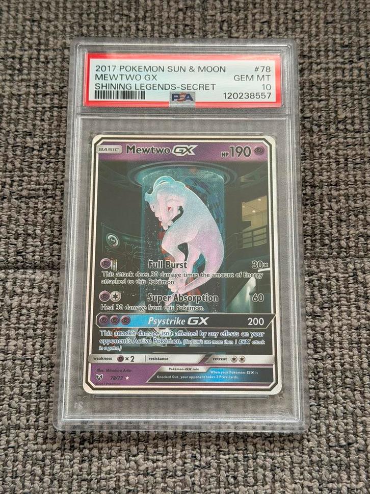 Mewtwo Gx 78/73 Shining Legends - PSA 10, Hobby en Vrije tijd, Verzamelkaartspellen | Pokémon, Zo goed als nieuw, Ophalen of Verzenden