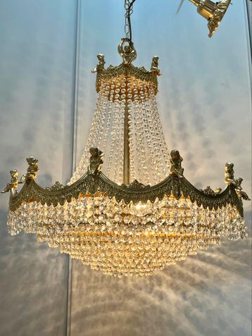 2x XL grote putti engelen kristallen SWAROVSKI kroonluchter beschikbaar voor biedingen