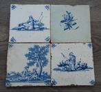 18 de eeuw Bodemvondst Tegel Wandtegel Delftse Delft 4 Stuks, Antiek en Kunst, Ophalen of Verzenden