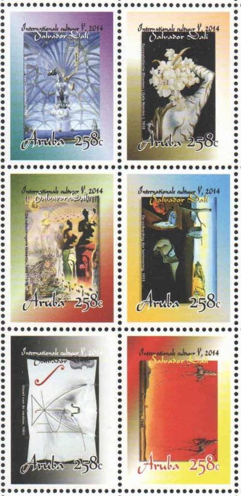 Aruba 734/9 postfris Salvador Dali 2014, Postzegels en Munten, Postzegels | Nederlandse Antillen en Aruba, Postfris, Verzenden