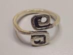 Teenring zilverkleurig - zwarte krul (5004), Sieraden, Tassen en Uiterlijk, Ringen, Nieuw, Dame, Zilver, IJzer of Staal