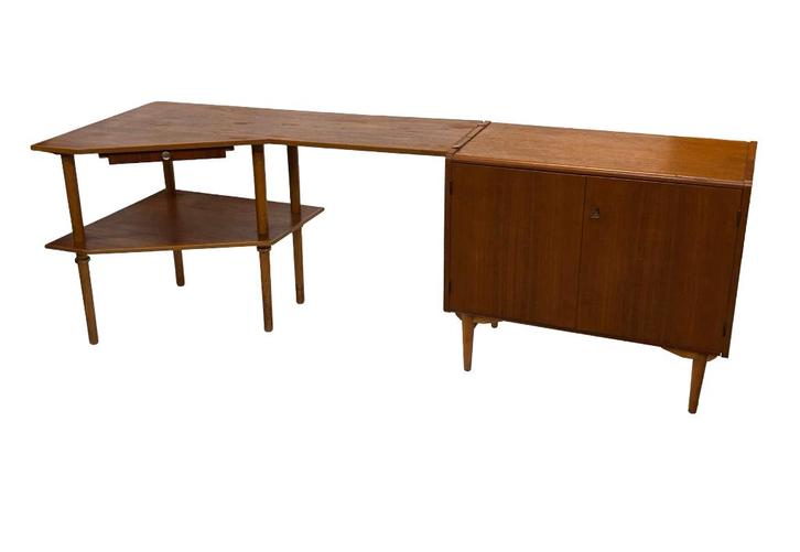 Vintage werkplek wandmeubel dressoir jaren 60 teak, Huis en Inrichting, Kasten | Wandmeubels, Gebruikt, Minder dan 100 cm, Minder dan 150 cm