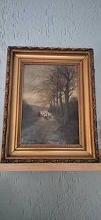 Antiek Schilderij met Herder en Schapen, Antiek en Kunst, Verzenden