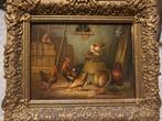 schilderij Haantjes, Schilder Hermanus van Tankeren, Minder dan 50 cm, Ophalen of Verzenden, Zo goed als nieuw, Schilderij