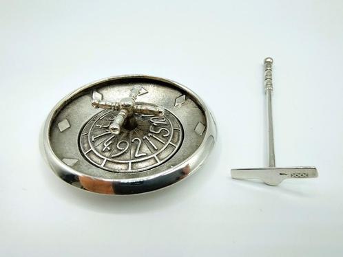 Zilveren roulettetafel met draaiend middenstuk en stok, Antiek en Kunst, Antiek | Goud en Zilver, Zilver, Verzenden