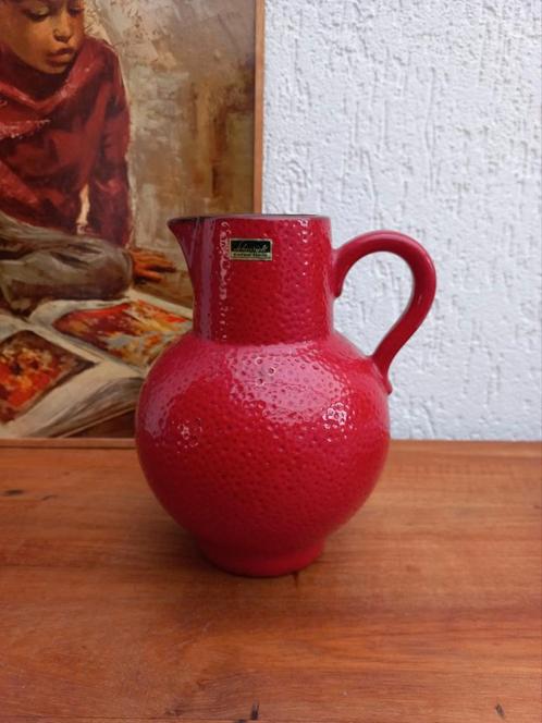 Mooie rode Scheurich kan. Vintage vaas. Boho. W- Germany, Huis en Inrichting, Woonaccessoires | Vazen, Gebruikt, Rood, Minder dan 50 cm