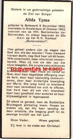 Ypma Alida 1893 Bolsward 1952 Amsterdam - 25042, Ophalen of Verzenden, Bidprentje