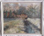 De Graaff (XXe) - Landschap met boerderij - Pastel - 1949, Antiek en Kunst, Ophalen
