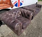 Chesterfield fauteuil Jane in leer bruin Wildman & Bugby, Ophalen, Gebruikt, Chesterfield, 100 tot 125 cm