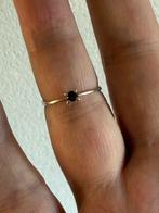 S153/Vintage 925 Minimalistisch Granaat Ring 15 3/4, Gebruikt, Verzenden, Kleiner dan 17, X