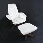 George Mulhauser Style witte draaistoel met poef, Ophalen of Verzenden, Wit