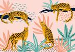 Luipaard behang Safari, Panter, Cheetah, Muurdeco4kids, Verzenden, Minder dan 10 m², Luipaard behang, dieren, jungle, trendy behang
