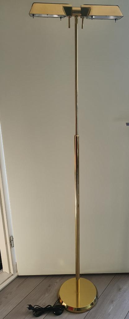 messing vloerlamp  vintage met dimmer functie, Huis en Inrichting, Lampen | Vloerlampen, Zo goed als nieuw, 150 tot 200 cm, Metaal