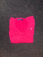 Ralph Lauren Cable-Knit V hals trui roze wit, Kleding | Dames, Truien en Vesten, Ophalen of Verzenden, Zo goed als nieuw, Roze