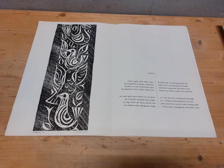 Originele houtsnede Nico Visscher – gesigneerd ’61 –, Antiek en Kunst, Kunst | Etsen en Gravures, Ophalen of Verzenden