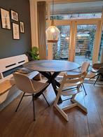 Marmerlook tafel (hpl) rond 130 cm, Ophalen, Gebruikt, Rond, Metaal