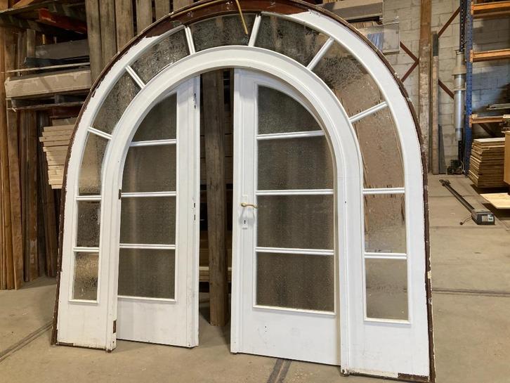 dubbele deur, Doe-het-zelf en Verbouw, Deuren en Horren, Gebruikt, Binnendeur, 200 tot 215 cm, 120 cm of meer, Glas, Hout, Ophalen